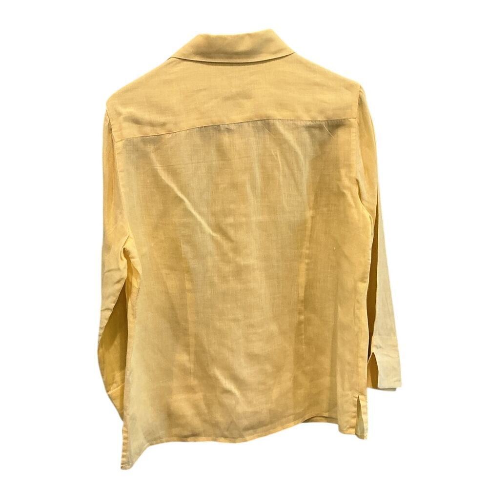 Talbots Womens Linen Button Up Shirt Butter Yellow Beachy Euro Summer Coastal - Picture 4 of 8